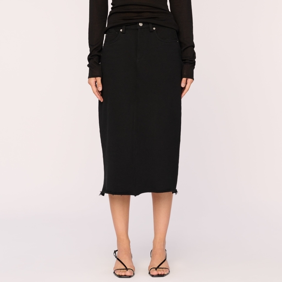 DL1961 Alma Skirt Midi Black Terry Size 25 Sample - Picture 10 of 13